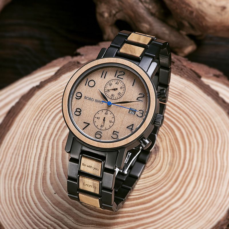 BOBO BIRD Holzuhr Freizeit Multifunktionale Kreative Grüne Sandelholzuhr_voghion.com