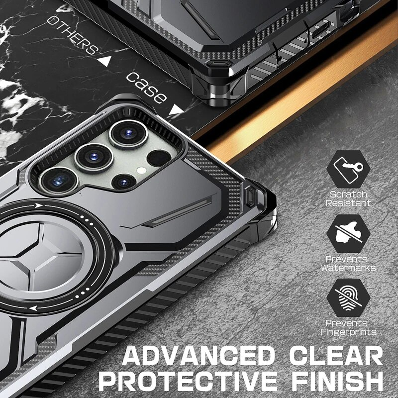 Bananq Magnetische drehbare Standhülle für Samsung S24 S23 S22 S21 Ultra Plus für Magsafe Wireless Charge, stoßfeste Abdeckung_voghion.com