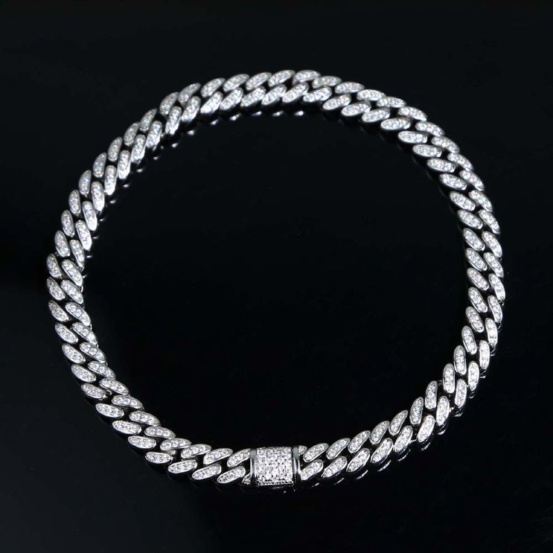 Cavigliera da donna con catena cubana in zirconi a doppia fila da 6 mm, stile punk, accessorio di moda hip hop, in argento e oro_voghion.com