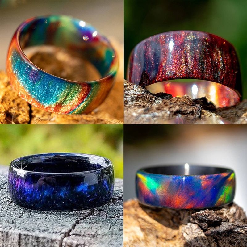 New Acrylic Resin Colorful Starry Sky Women's Ring Set For Index Finger_voghion.com