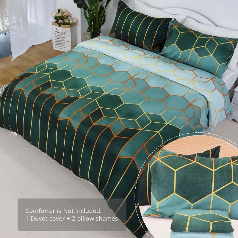 Luxury Geometric Print Duvet Cover Set With Gold Line Accents - Modern Minimalist Style Bedding Set For Queen, King, And Super King Sizes_voghion.com