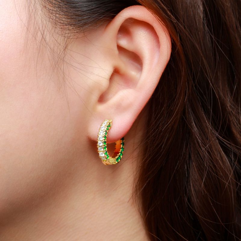 1 Paar Ohrringe für Hochzeiten, Brautschmuck, koreanischer Stil, Kreiseinlage, Kupfer-Zirkon, 14 Karat vergoldet, weißvergoldet_voghion.com
