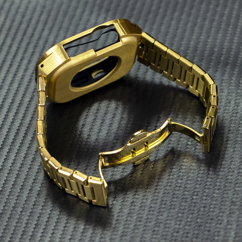 Lyx metallmodifieringskit för Apple Watch Ultra 49MM fodral i rostfritt stål för IWatch 49MM gummiband Refit MOD_voghion.com