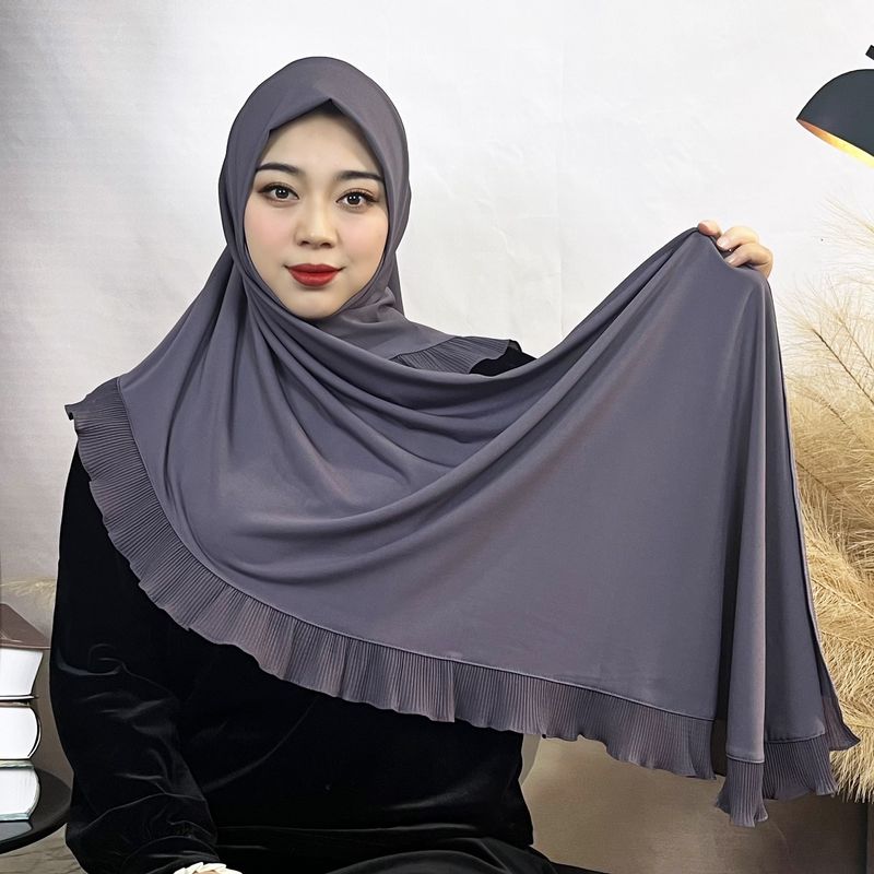 Naiste Hijab ühevärviline šifoonist pikk sall pullover ühekihiline volangiga naiste mähis mugav naiste sall_voghion.com