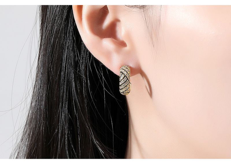 Women's Jewelry Geometric C-Shaped Half Hoop Earrings With Zircon, Fashion Minimalist Style For Women C Shaped Semi Circular Earrings_voghion.com
