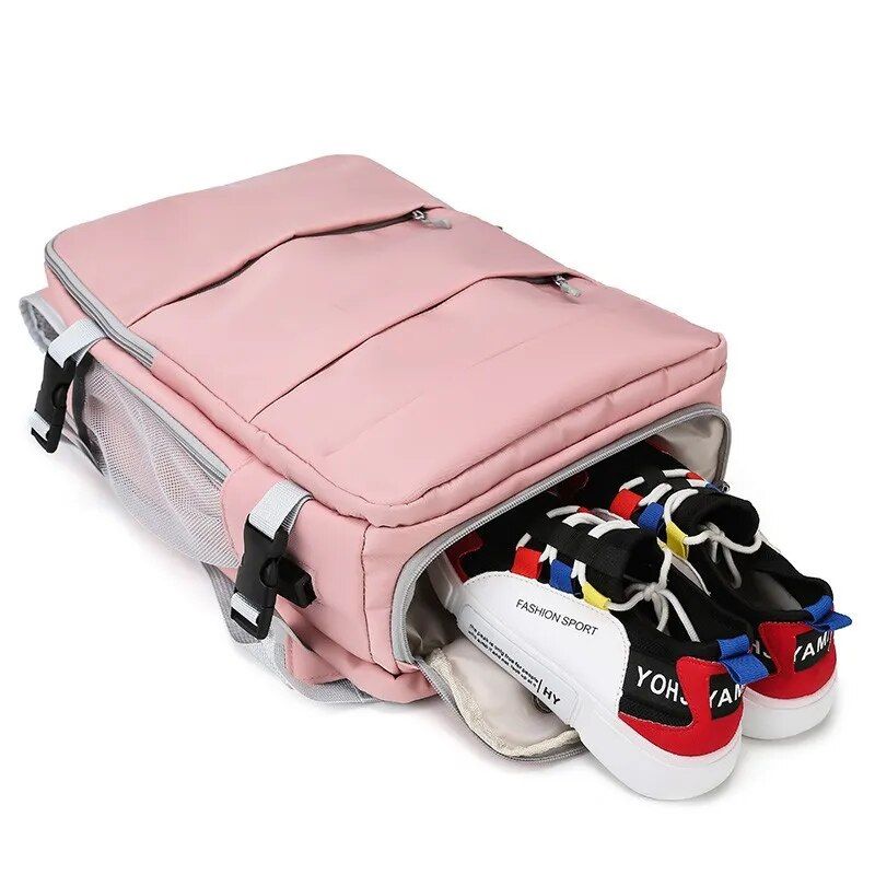Zaino da viaggio per donna, impermeabile, per ragazze adolescenti, con ricarica USB, per computer portatile, con tracolla grande, borsa per scarpe 2024_voghion.com