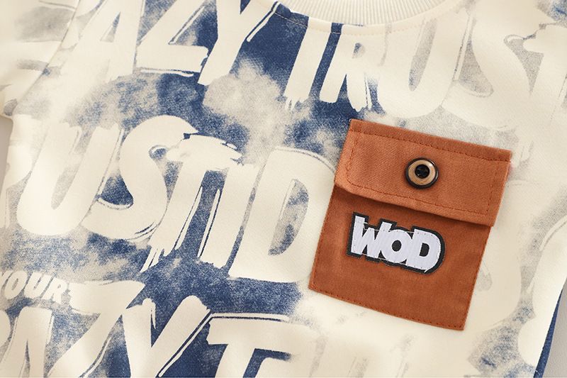 Yihao Clothing Boys' 2025 Letter Print Children's Sweatshirt Set Korean Style Spring And Autumn Toddler Clothes_voghion.com