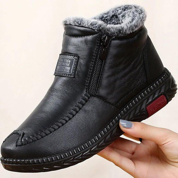 Women's Winter Comfort Shoes For Elderly – Non-Slip Soft Sole, Plush Lined, Lightweight & Warm Flat Boots For Daily Wear_voghion.com