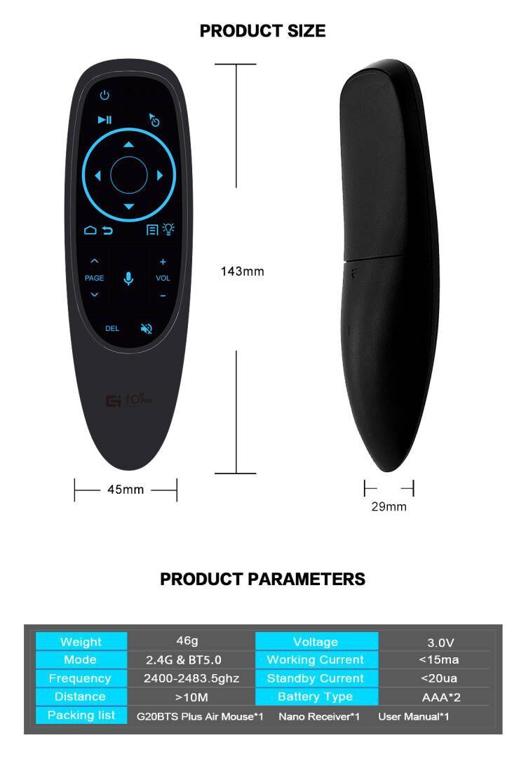 Souris volante avec gyroscope et détection corporelle, version Bluetooth, télécommande_voghion.com