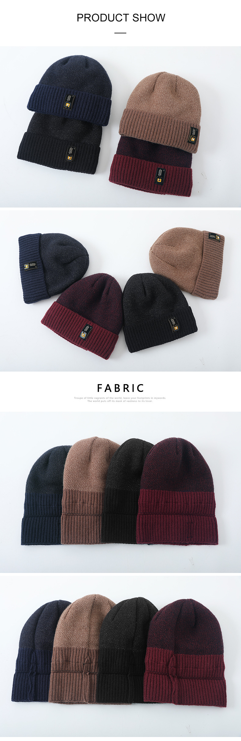 Winter hat plush knit hat autumn and winter wool hat winter hat letter label melon skin hat_voghion.com