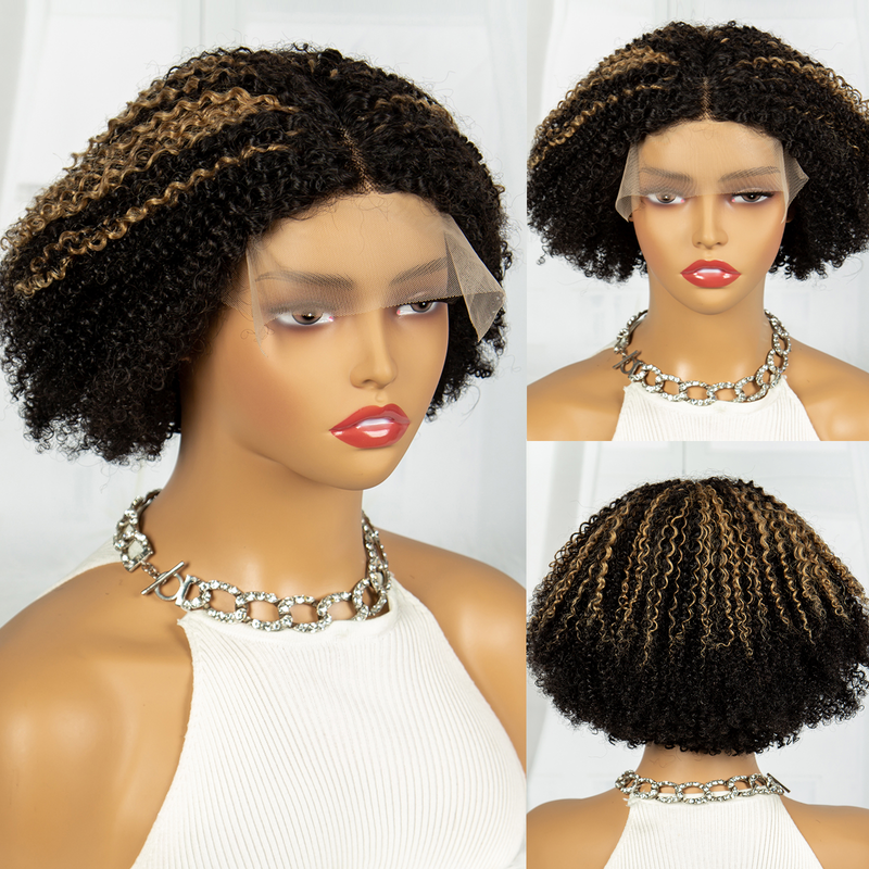 Parrucca RICCIA crespa in pizzo 5*1 Parrucca crespa Parrucche realistiche per capelli scompigliati per donne nere_voghion.com