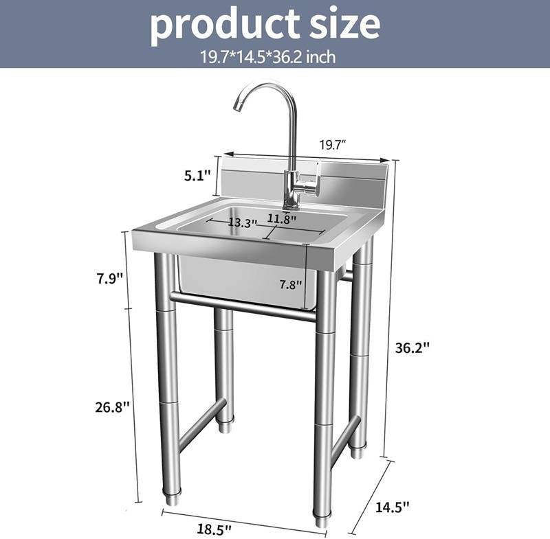 Wannilen rustfrit stål værktøjsvask med til vaskerum, køkken, restaurant, garage, udendørs have, industri - Fregadero para Patio Exterior_voghion.com