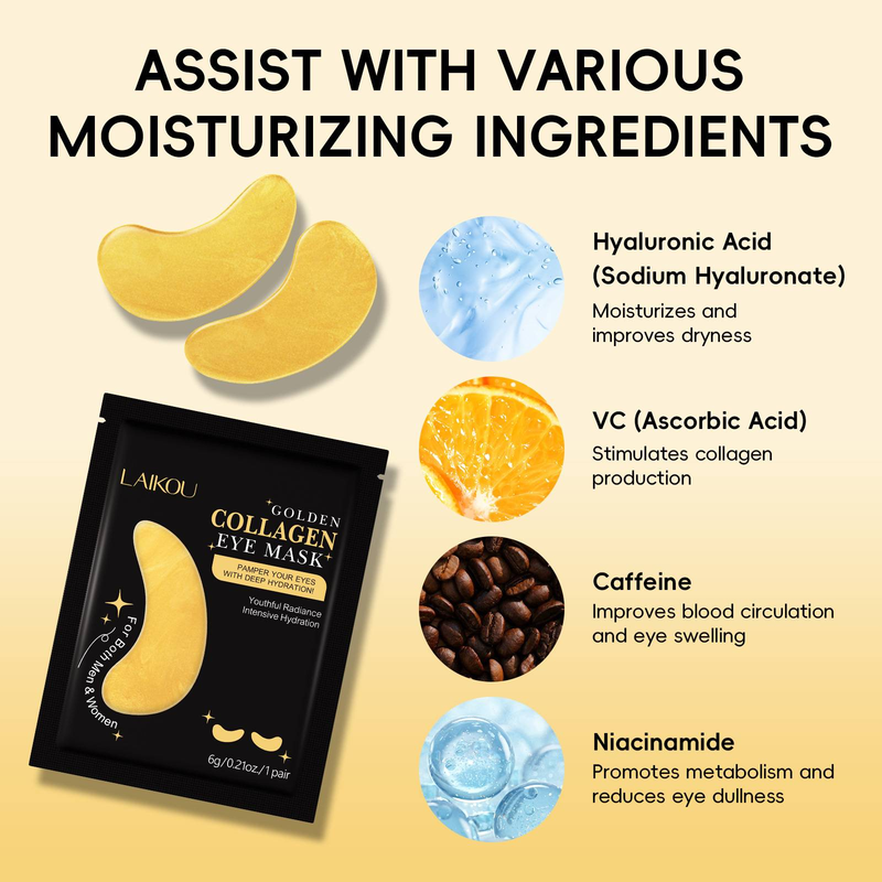 LAIKOU GOLD EYE MASK, 6g, Collagen Eye Mask Patches_voghion.com