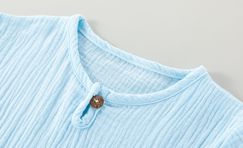 Pijamas finos de algodón puro para madres e hijos, ropa de aire acondicionado, ropa de bebé de manga corta para el hogar, traje informal de algodón_voghion.com