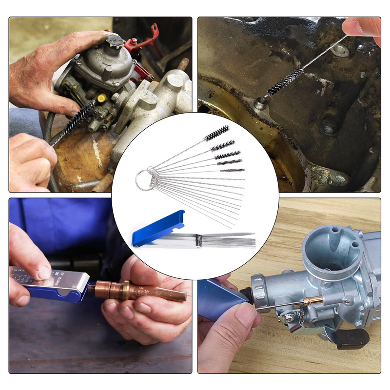 Carburetor Cleaner 10 Needles 5 Brushes Cleaning Tool Kit Carburetor Carbon Jet Cleaner For ATV Motorcycle Carburetor Cleaner 13 Wire Torch Tip_voghion.com