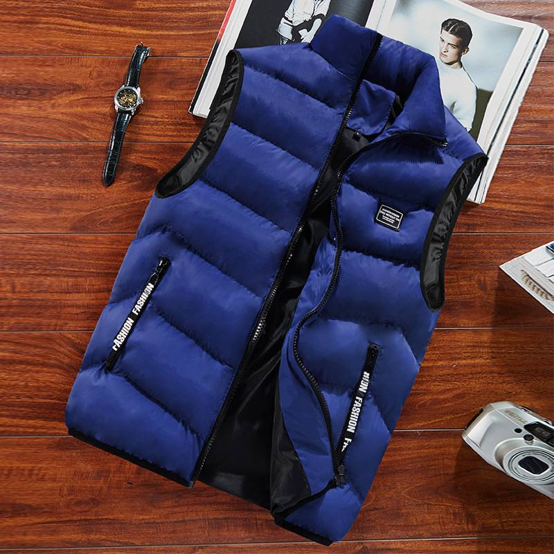Herren-Winter-Steppweste mit Kapuze – Verdickte, mit Baumwolle gefütterte Weste für Jugendliche, lässige Slim-Fit-Jacke (Schwarz, Khaki, Blau)_voghion.com