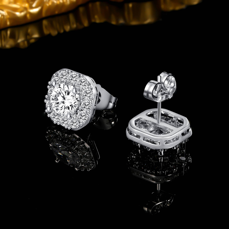12 mm Zirkonia Ohrstecker für Damen & Herren, eleganter leichter Luxus-Modeschmuck, hypoallergene Kupferfassung, trendige Geschenkidee_voghion.com
