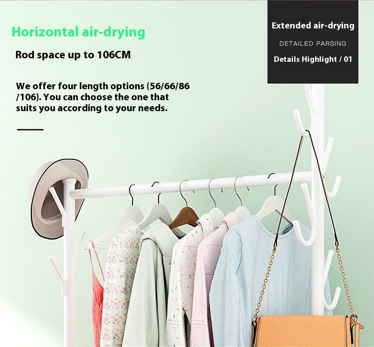 Freistehender Kleiderständer – Stabiler Kleiderständer aus Metall mit Rädern für Schlafzimmer, Schrank oder Balkon – Moderner mobiler Kleiderschrank-Organizer_voghion.com