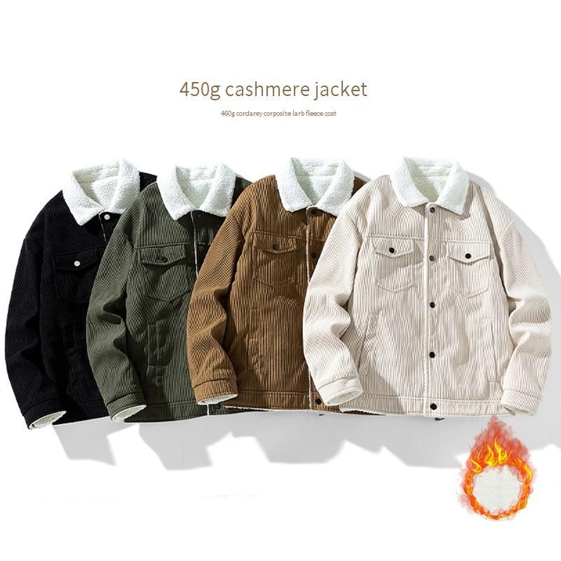 Men's Heavyweight Fleece Sherpa Jacket - Winter Warm Lined Coat With Stand Collar, Casual Streetwear For Urban Style_voghion.com