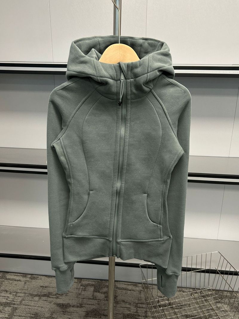 Slim-Fit Scuba-Hoodie für Damen mit goldenem Reißverschluss – Fleecegefüttert, warm und stylisch für Herbst und Winter – Yoga, Laufen, Fitnessstudio_voghion.com