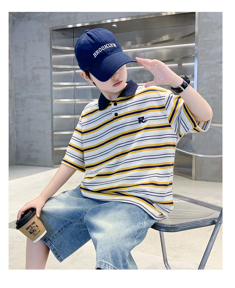 New Boys' Short Sleeve Letter Print Cotton Set - Summer 2-Piece Outfit With Graphic Tee & Mid-Length Shorts For Kids _voghion.com