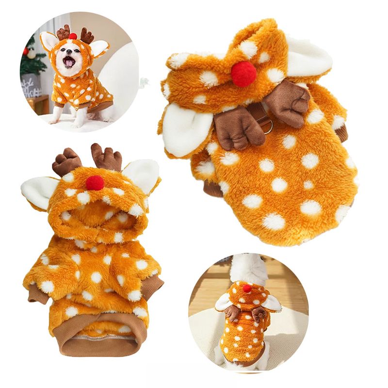 Autumn Winter Pet Supplies Cat Christmas Clothes Reindeer Fleece Medium Dog Bichon French Bulldog Corgi Costume_voghion.com