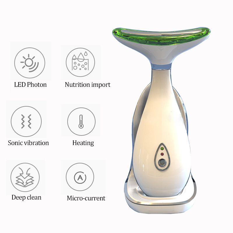 LED Face Neck Photon Therapy Skin Tighten Beauty Device Reduce Double Chin Anti Wrinkle Remove Lifting Mas_voghion.com