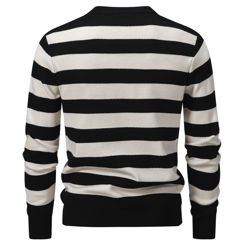 Maglione pullover caldo versatile a righe sottili da uomo, scollo rotondo, 2023, nuovo inverno_voghion.com