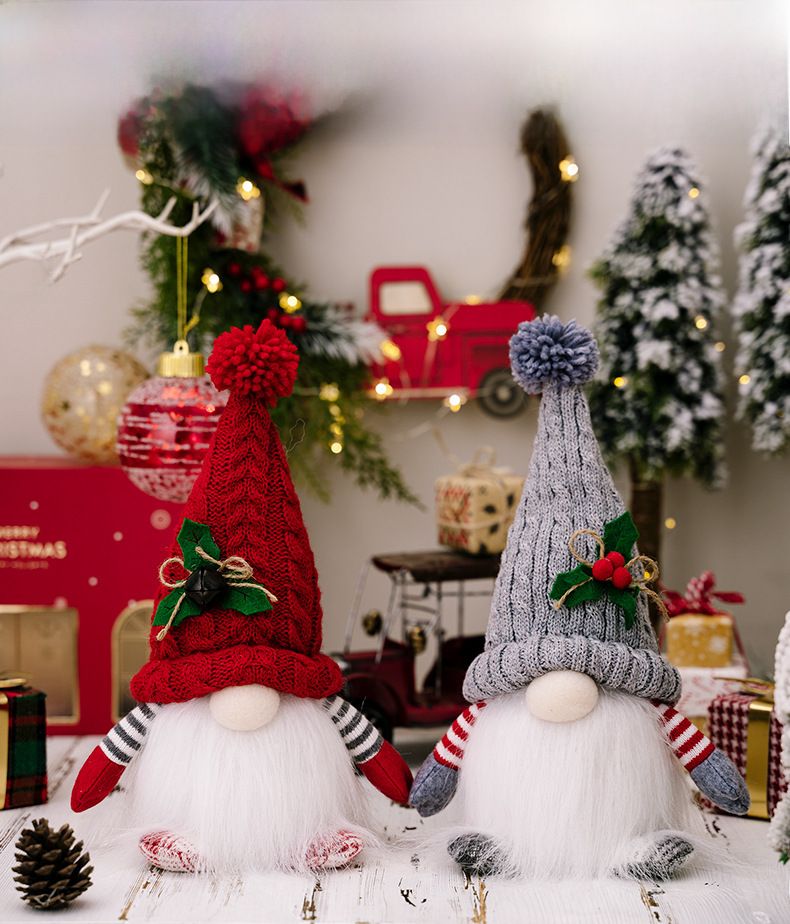 Haube új karácsonyi dekorációk karácsonyi luxus gnóm kötött sapka világító Rudolf baba díszekkel_voghion.com