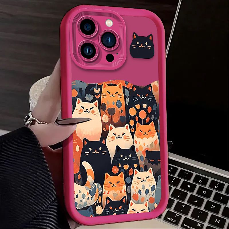 Funda de teléfono divertida con diseño de gato del infierno y terror para iPhone 16, 15, 14, 13, 12, 11 Pro Max, X, XS, X, S Max, XR, SE 2020, 7, 8 Plus, a prueba de golpes, de silicona_voghion.com