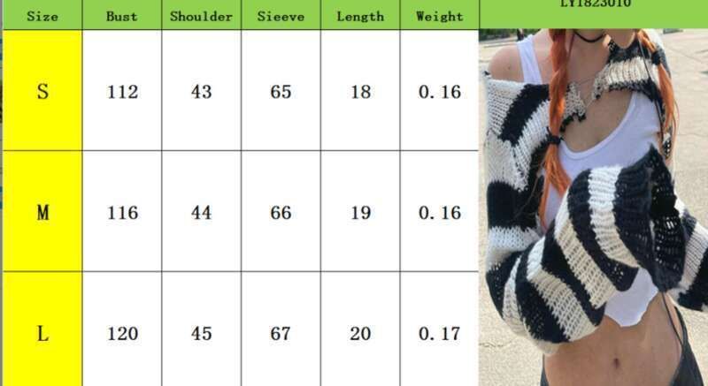 Wind Spicy Girl Contrasting Color Striped Woolen Hollow Cover Sweater For Women 2023 Autumn New Collection_voghion.com