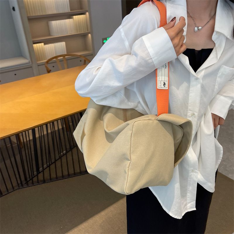 Grande capacidade nova bolsa de lona minimalista classe estudante bolsa diagonal de ombro único, bolsa de travesseiro feminina_voghion.com