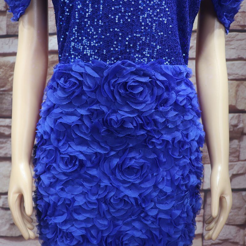 Abito da donna abito di lusso tridimensionale ricamato con scollo rotondo in paillettes calde con strass con abito da sera con cintura_voghion.com