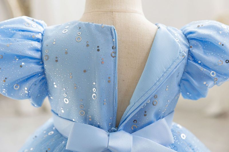 2024 nouvelle robe d'hôte pour enfants robe de soirée pour fille de fleur d'un an robe de princesse florale à manches bouffantes robe en gaze en stock_voghion.com