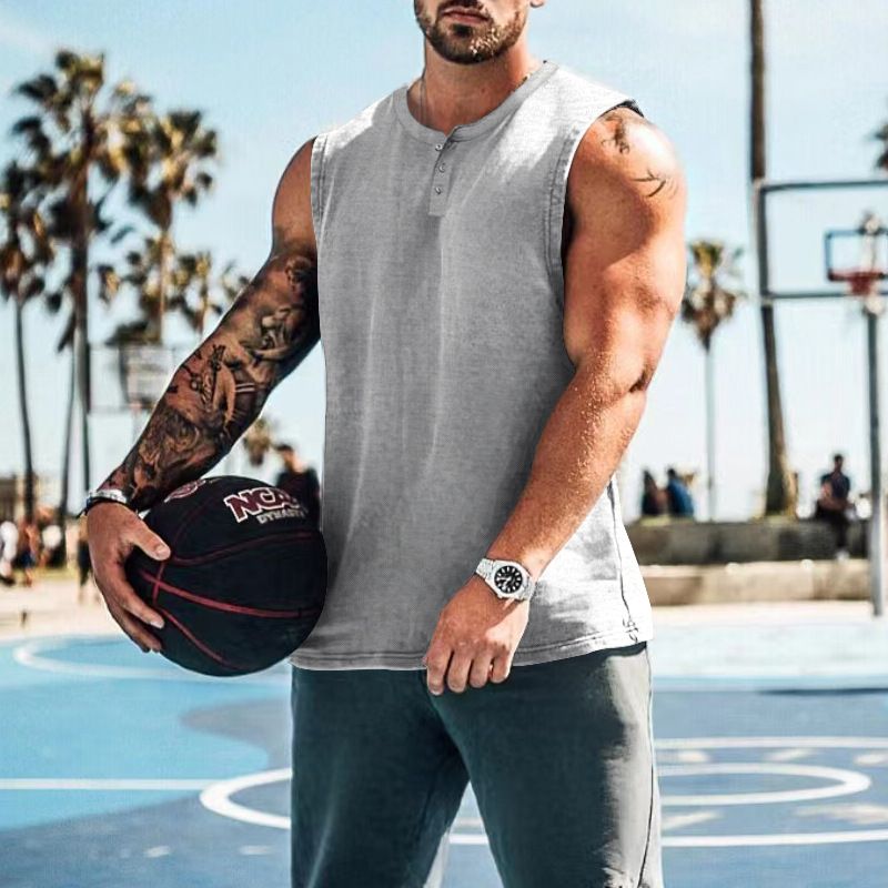 Canotta da uomo estiva 2023, con scollo rotondo, ampia, senza maniche, per sport da basket, di grandi dimensioni_voghion.com