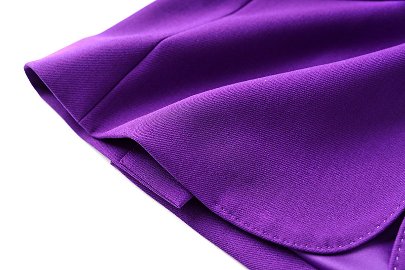 Veste de costume violette pour femmes, ensemble deux pièces, pantalon artisanal à bords perlés, ensemble deux pièces_voghion.com