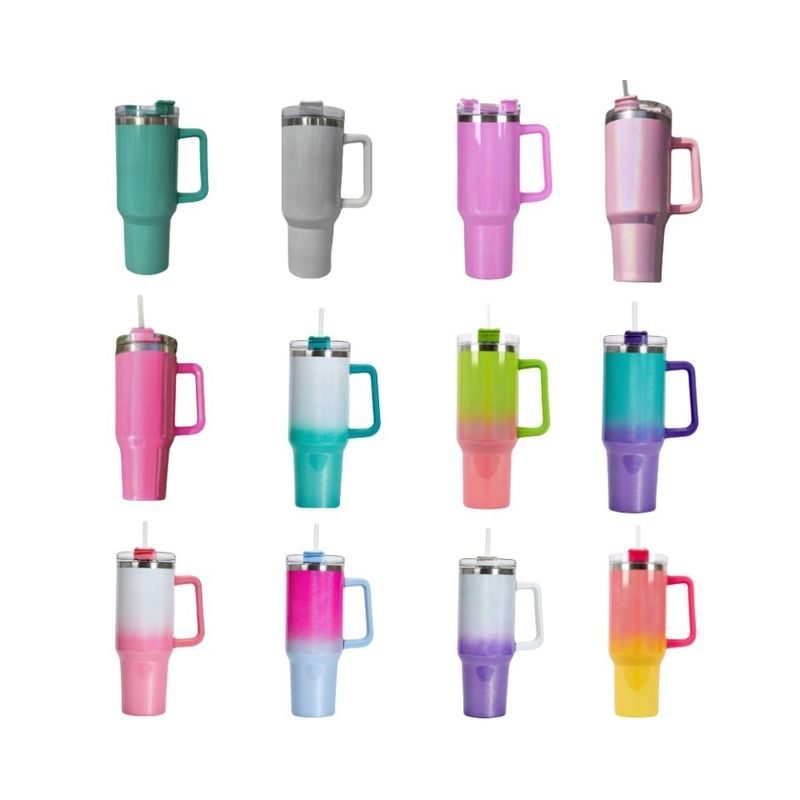 rainbow paint 40oz car cup large capacity 304 stainless steel insulation cup two-color gradient car ice cup_voghion.com