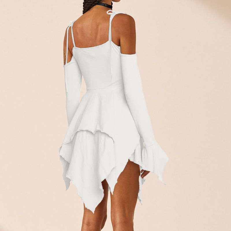 GL6696 Women's Pleated Halloween Performance Y2K Irregular Strap Dress_voghion.com