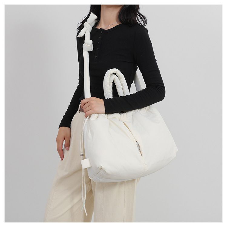 New style portable down cotton bag winter versatile fashion shoulder messenger bag multifunctional pleated casual backpack_voghion.com