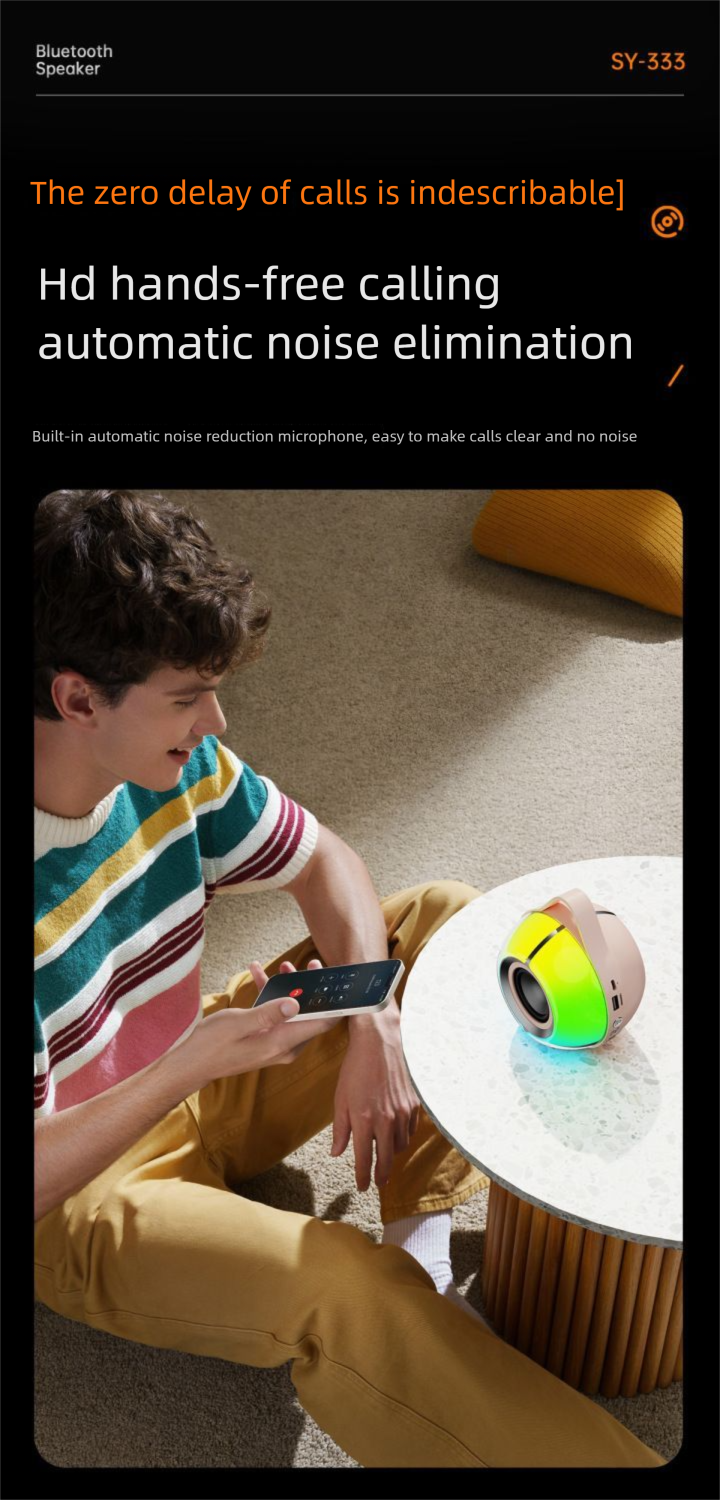 SY-333RGB Colorful Light Bluetooth Speaker Portable Outdoor Desktop Subwoofer Wireless Audio Card Slot USB Flash Drive_voghion.com