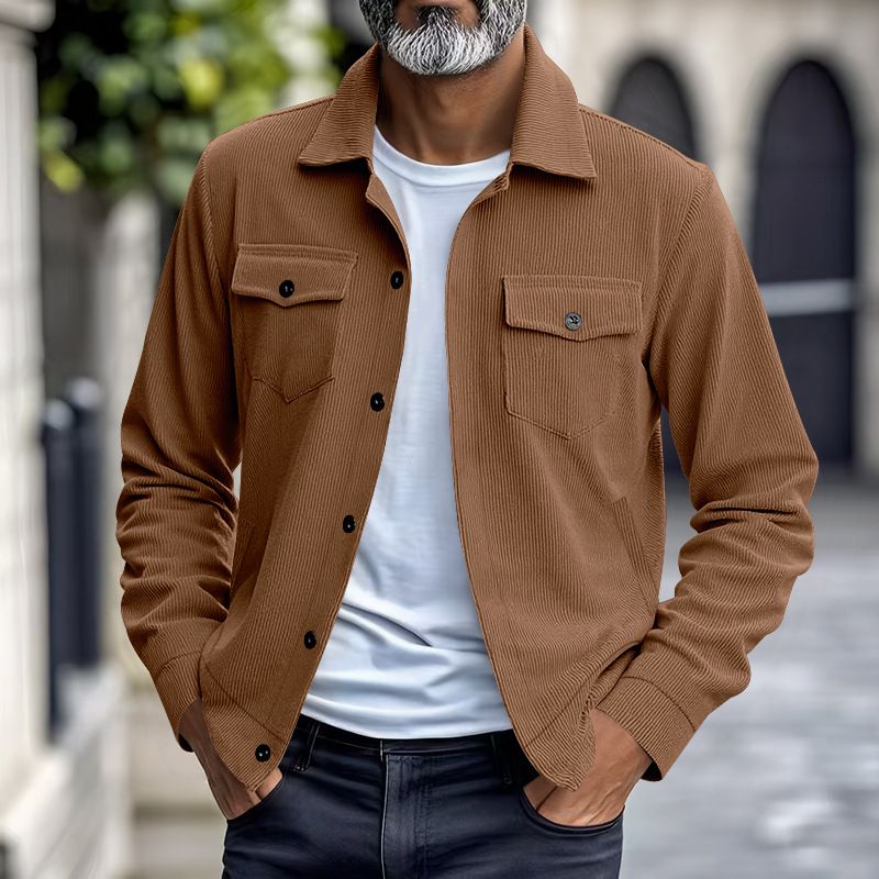 Autumn New American Workwear Casual Loose Lapel Corduroy Jacket For Men_voghion.com