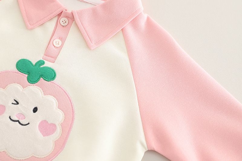 Abbigliamento per bambine primavera 2025, alla moda e versatile. Completo due pezzi con cappuccio a maniche lunghe e motivo cartoon._voghion.com