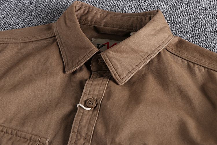 Herrenbekleidung, Arbeitskleidung, Hemdjacke mit mehreren Taschen, schlicht, verwaschen, im Used-Look, vielseitiges Langarmhemd, lässige Oberteile_voghion.com