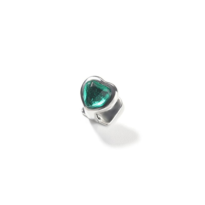 Grillz a forma di cuore Hip Hop - Argento con cristalli rossi/verdi - Gioielli unici e personalizzati, gioielli di tendenza di nicchia Hip Hop Rap avanzati_voghion.com