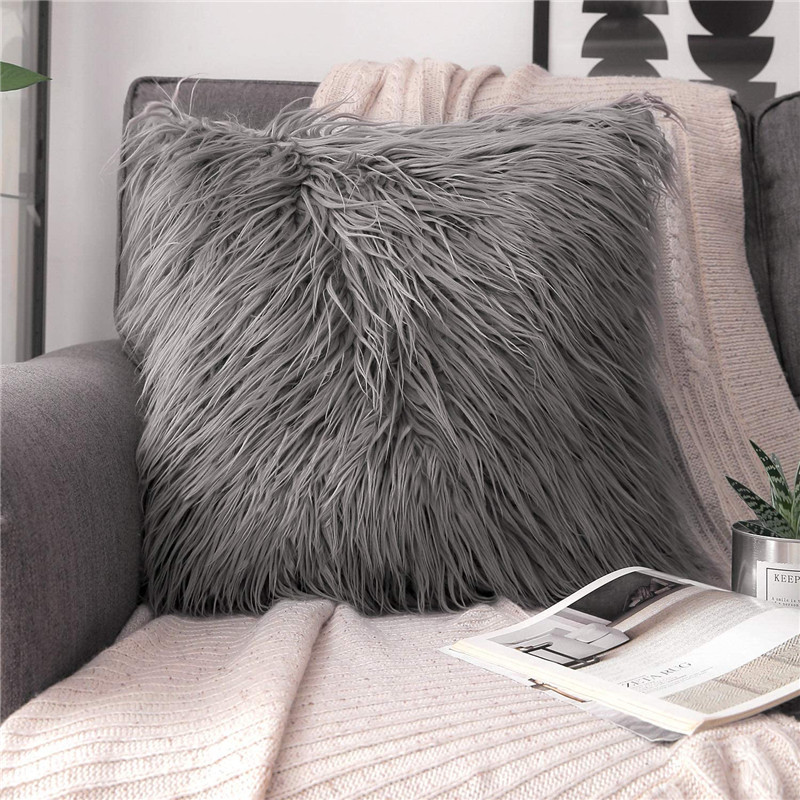 Instagram Home Australia Export Long Hair Pillow Cover Solid Color Beach Wool Cushion Cover Plush Car Cushion (Excluding Pillow Core)_voghion.com