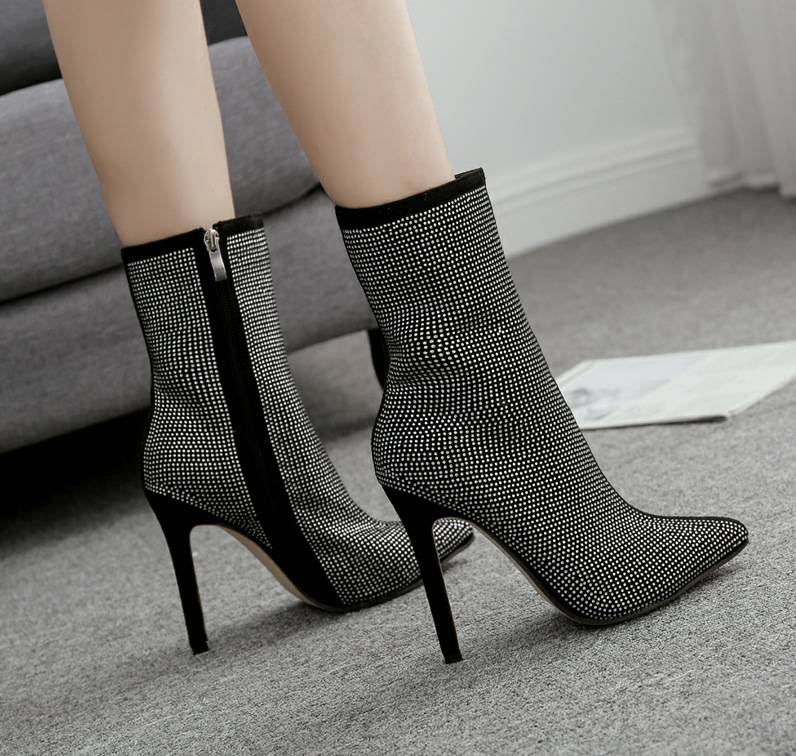 women's boots pointed rhinestone high heel boots autumn and winter women's shoes 42 size in stock_voghion.com