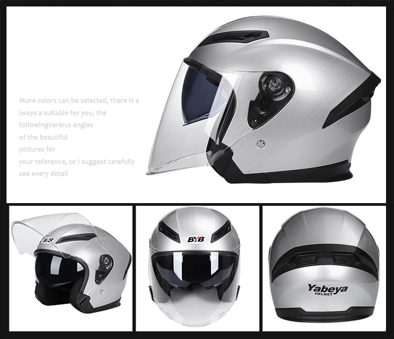 özel motosiklet kaskı elektrikli araç aküsü araba kaskı yetişkin erkek ve kadın yarım kask güneş koruması çift lensli kask_voghion.com
