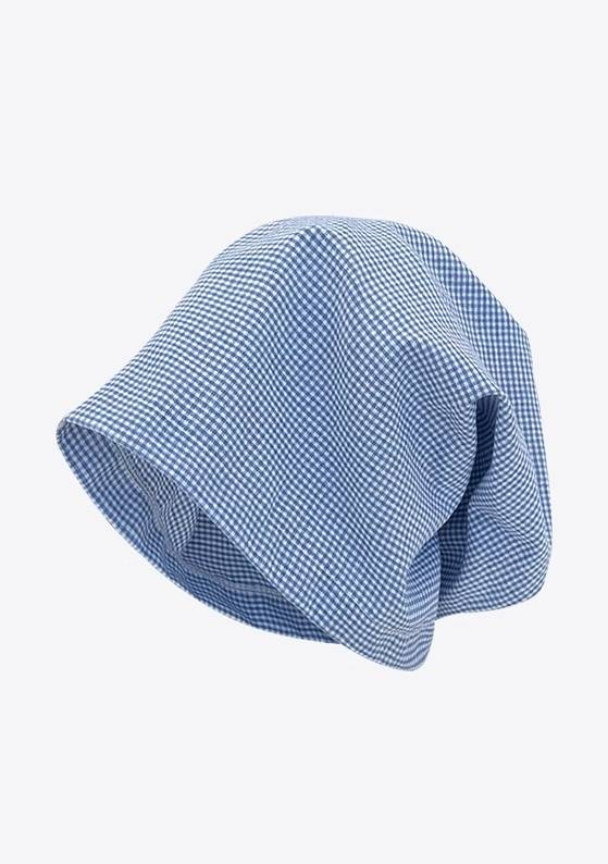 Pălărie albastră în carouri, stivuită, pentru femei, 2025, vară nouă, sută de sute, cu secțiune subțire a șapcii cu cap de pachet_voghion.com