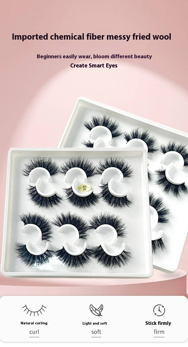 8D Fluffy False Eyelashes - 6-Pair Set (Natural & Voluminous, Messy Wispy Look, Ultra-Lightweight For Everyday Glam)_voghion.com