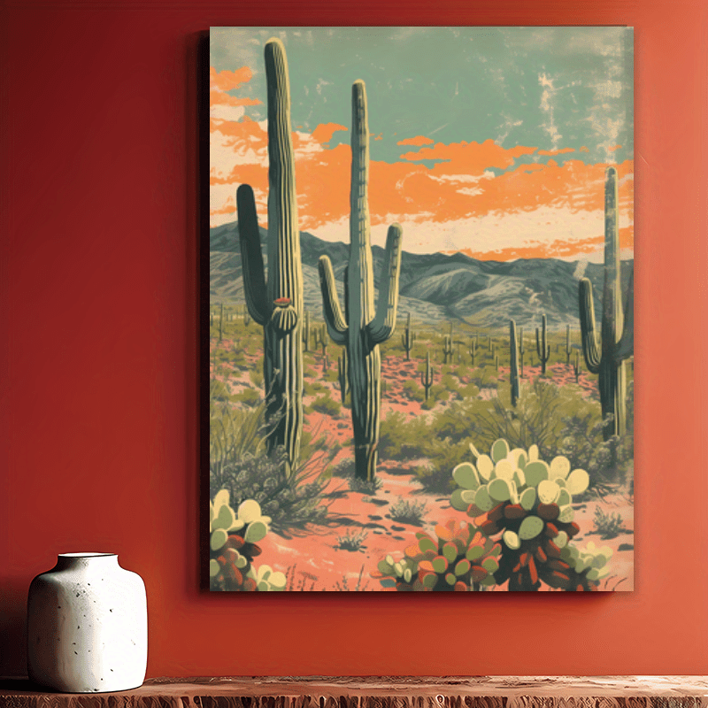 Summer Desert Cactus Bohemian Canvas Prints Painting- Perfect Choice For Living Room, Bedroom, Kitchen._voghion.com